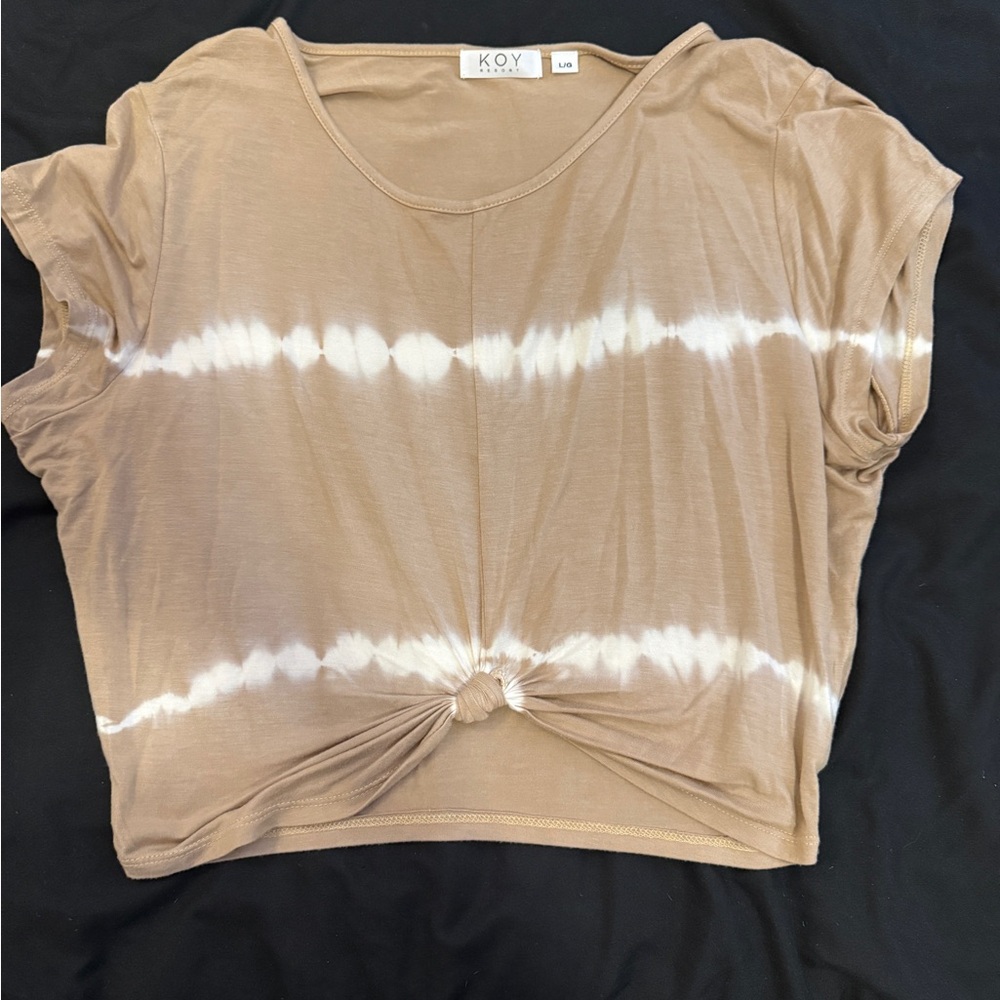 Women's Tan Tie-Dye Short Sleeve Tee